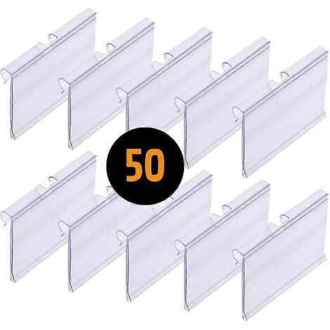 Kit de 50 porte-étiquettes pour crochets en T. Étiquette 42 x 60 mm. Transparent. Porte-étiquettes de prix (1/4)