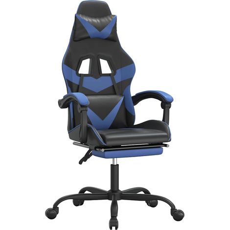 Maison Exclusive - Sedia da Gaming con Poggiapiedi Nero e Blu in Similpelle (1/5)