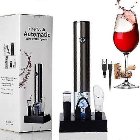 Tire-bouchon électrique 6 en 1 sans fil, ouvre-bouteille automatique, coupe-capsule, chargeur USB, bouchon de vin sous vide. (1/4)