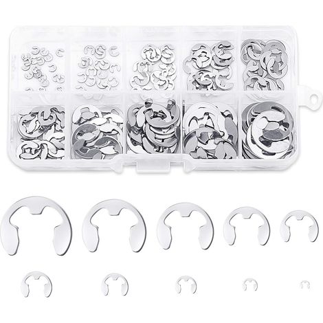 200pcs Circlip, Acier inoxydable, 10 tailles M1.5-M10, Résistant corrosion, Boîte rangement, Réparation moteur (1/5)
