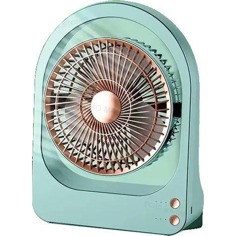 Ventilador de escritorio, inclinación ajustable, 3 velocidades de viento, verde (1/2)