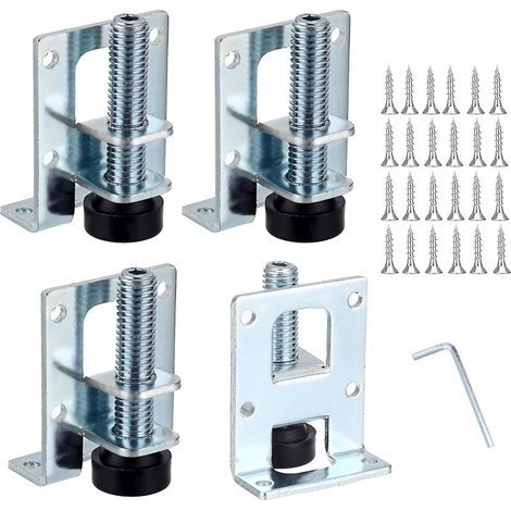 [French Days]Lot de 4 pieds de nivellement réglables pour meubles en forme de L. supports de montage de meubles. pieds de table de nivellement de meubles en métal pour établi. armoire. armoire. 5.1 cm
