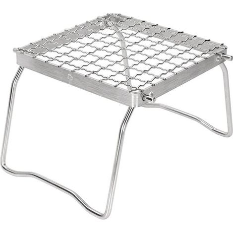 Mini-Klappgrill aus Edelstahl – Lagerfeuerständer – Tragbarer Topfhalter – Netzdesign – Ideal für Picknicks im Freien