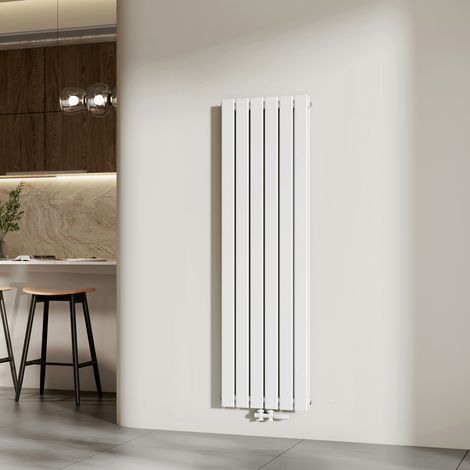 EMKE Heizkörper Flach Design Paneelheizkörper Mittelanschluss Vertikal, Doppellagig, Weiß, 160x46 cm, 1490 W Warmwasser Zentralheizung