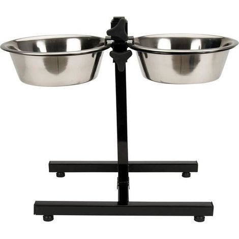 Hundeessenszubehör - TYROL - Halter + 2 Edelstahl-Schalen - 25 cm - 2,8 L - Höhenverstellbar (1/4)