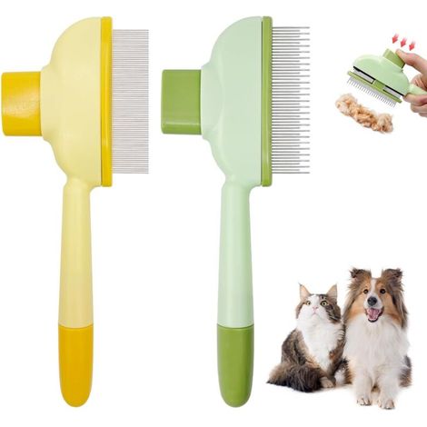 Peigne anti-puces pour chats et chiens, brosse pour la perte de poils, peigne pour l'élimination des poils d'animaux avec dents longues et courtes en acier inoxydable pour la mue (1/5)