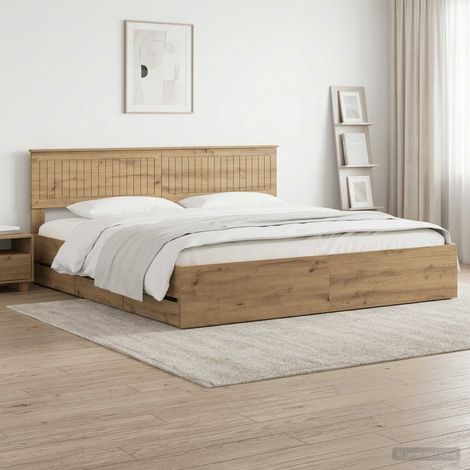 Bed Frame with Storage and Headboard Artisan Oak 180 x 200 cm vidaXL (1/5)