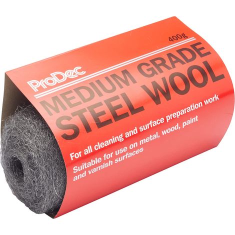 Paille de fer grain moyen 400 g, pour nettoyer, polir et préparer les surfaces en bois, métal, laiton, tuyaux en cuivre, parfaite pour éliminer la peinture, le vernis, la rouille, anti-rongeurs (1/5)