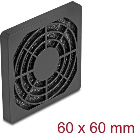 Delock Rejilla de ventilador con filtro de polvo 60 x 60 mm negra