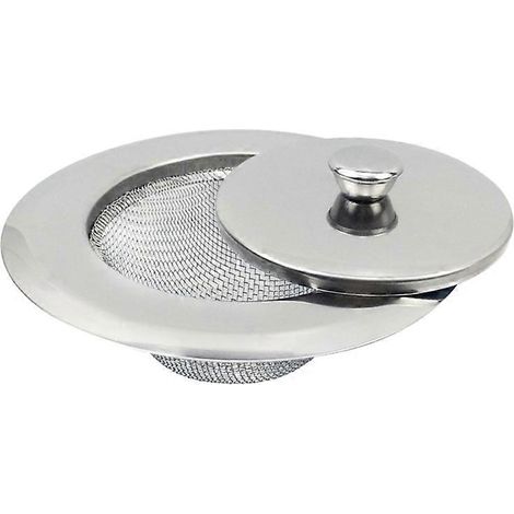 Crépine d'évier de cuisine avec couvercle, filtre à cheveux et bouchon de baignoire en acier inoxydable, accessoires de salle de bain (1/5)