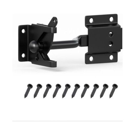 BUNTHAUS Verrou de Portail Verrouillage automatique Serrure Métal à Boulon Loquet Acier à Gravité Clôture Jardin Noir Vis de Fixation Fournis (1/4)