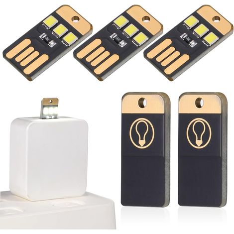 Lot de 5 mini lampes LED USB pour ordinateur portable et lampe de camping Version PCB Idéal pour les urgences randonnée et activités de plein air Porte-clés Lampe pour (1/5)