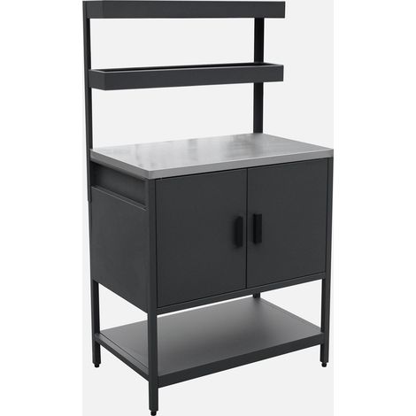 Módulo cocina exterior de acero con 2 estanterías colgantes y 2 puertas, 80cm (1/5)