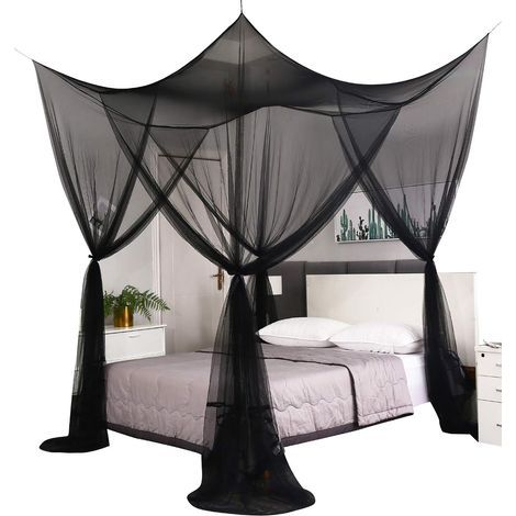 Moskitonetz für Doppelbett, für drinnen und draußen geeignet, schwarz, 190 x 210 x 240 cm (1/5)