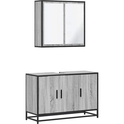 Maison Exclusive - 2-tlg. Badmöbel-Set Grau Sonoma Holzwerkstoff