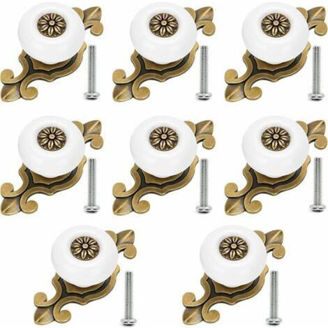 Ceramic Knob, Furniture Vintage Drawer Knobs 8 Pieces Metal Knobs for Office Drawers and Cupboard (1/5)