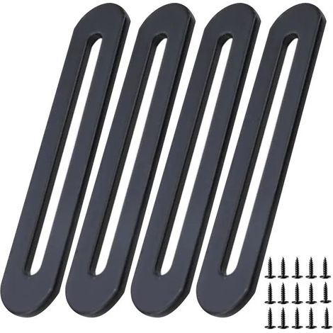 Pattes de Fixation 155x19mm, Noir, Acier Inoxydable. Pattes d'assemblage pour réparation et connexion de meubles. 4 pièce - 15519mm (1/5)
