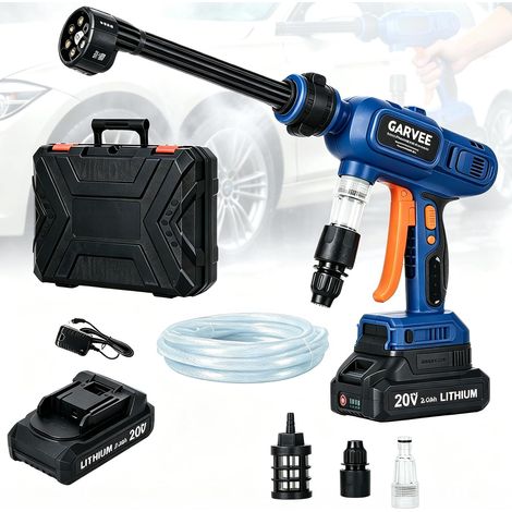 Nettoyeur Haute Pression Sans Fil 725 PSI avec 1 Batteries 21V, Buse 6 en 1 pour Auto Jardin (1/5)