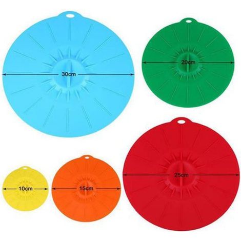 Ensemble de 5 couvercles en silicone de tailles différentes - pour casseroles, bols et tasses (1/2)