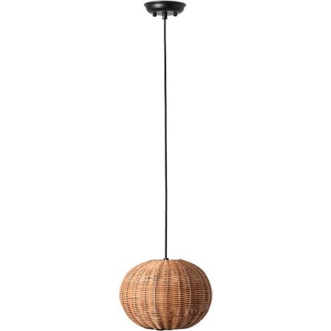 Hängelampe schwarz/rattan ø250 HAKA 65134-73