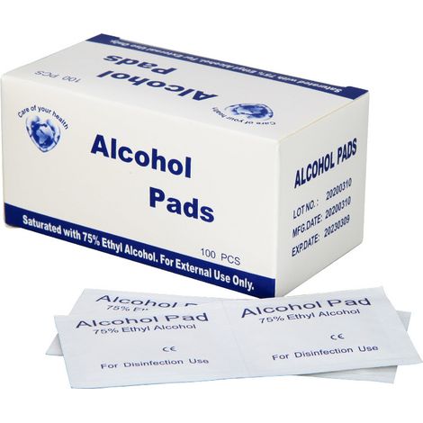 Lingettes désinfectantes non tissées en spunlace imprégnées d’alcool, lot de 100, pour surfaces et mains