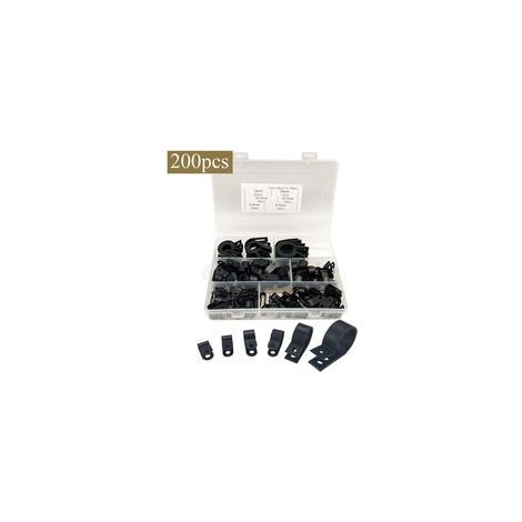 200 attaches de câble en nylon en forme de R, clips de câble en plastique, colliers de serrage en forme de P