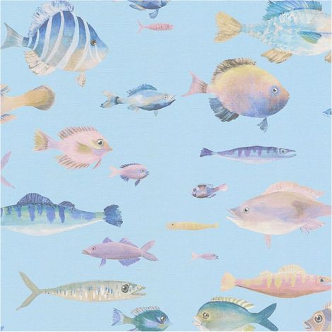 Children wallpaper wall Profhome 396962 hot embossed non-woven wallpaper slightly textured with animal pattern matt turquoise pink green pink 5.33 m2 (1/5)