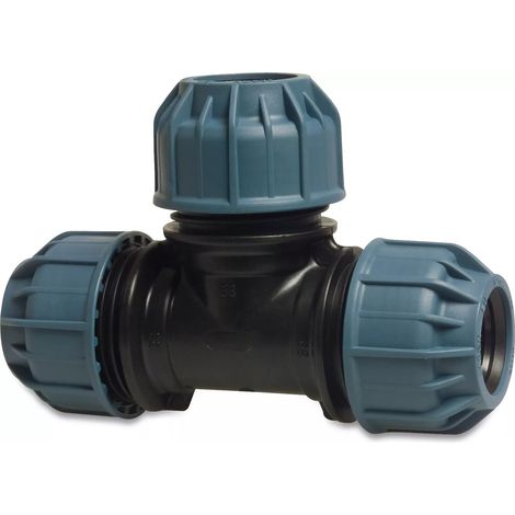 T-Stück 90° PP 20 mm Klemme 10 bar schwarz-blau