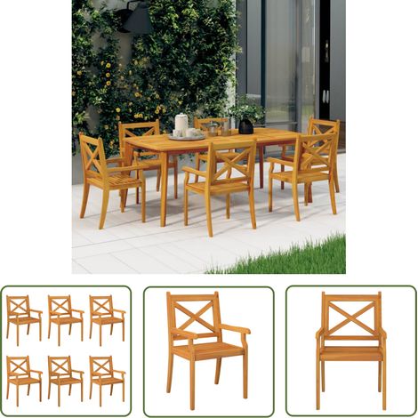 The Living Store Chaises à manger d'extérieur lot de 6 Bois d'acacia massif - Chaise De Jardin - Meubles De Jardin - Acacia Massif - Chaises De Salle À Manger Extérieur - Décoration Extérieure (1/5)