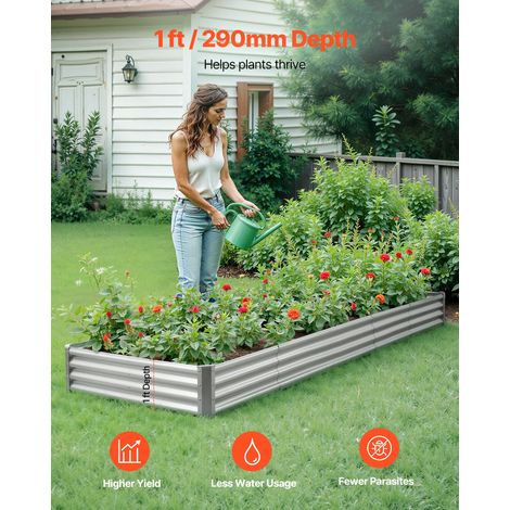 Potager Surélevé Métal 360x120x29 cm Carré Potager Surélevé en Galvalume Lit de Jardin Fond Ouvert Bac de Jardinage pour Culture de… (1/5)