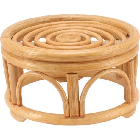 Support de plante d'intérieur en rotin forme ronde support de plante naturelle support de jardinière en rotin fait à la main pour la maison jardin cour petit (1/3)
