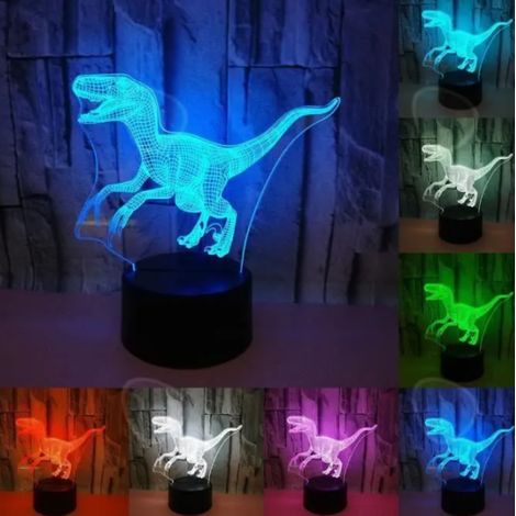 Lampe dinosaure 3d enfant veilleuse led à poser décoration intérieur lumière animaux garçon illusion chambre coloré