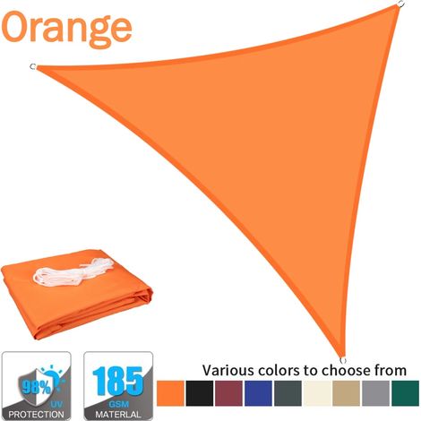 (Orange, 2x2x2M) Voile d'ombrage triangulaire imperméable, protection UV à 98%, adaptée aux jardins de pergola extérieurs. (1/5)