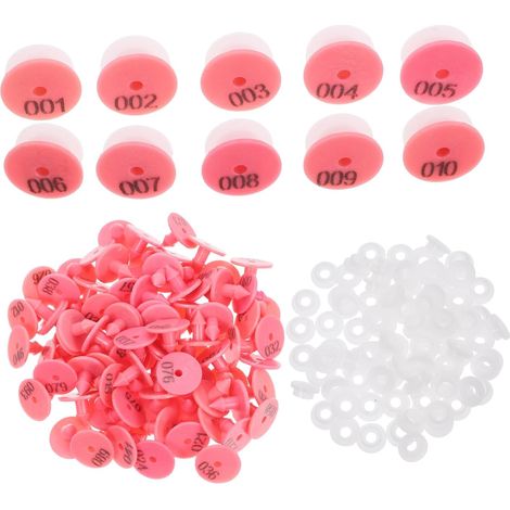 Étiquettes Auriculaires Numérotées Couleur Rose Utilisation Polyvalente 100 en Pp Résistant aux Chutes pour Identification et Marquage Facile pour Lapins et Petits Animaux (1/5)