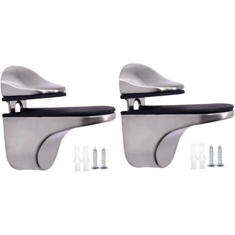 Morsetto di supporto per mensole in vetro, staffe per vetro per legno da 3 a 21 mm, staffa a clip per bagno per mensole da camera da letto, riparazione mobili, spazzolato (1/4)