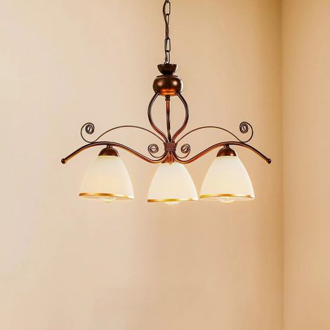 [GEBRAUCHT] B-Ware Lamkur Hängeleuchte Roma In Weiß Und Braun Dreiflammig Hängelampe Leuchte Lampe