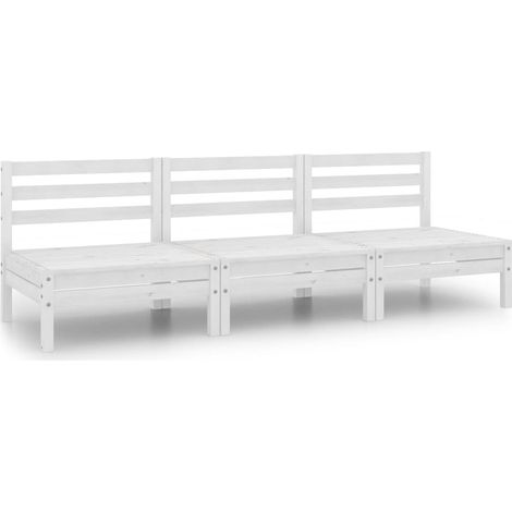 Maison Exclusive - Set Divani da Giardino 3 pz Bianco in Legno Massello di Pino