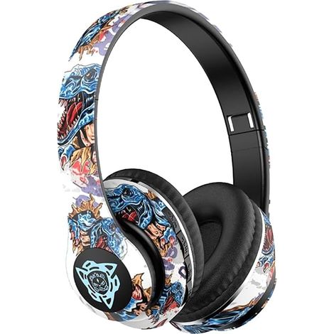 Casque Graffiti avec Bluetooth lumineux - Style chinois chic - Véritable casque sans fil pour la musique et le sport - Bluetooth 5.1 universel, haut-parleurs de 40 mm, autonomie de 4 à 8 heures (1/4)