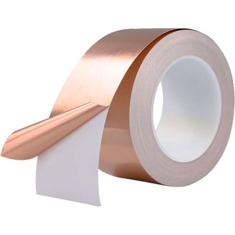 Ruban de Cuivre 20m x 50mm, Premium Feuille de Cuivre Bande Ruban Adhésif EMC Blindage Ruban Adhésif pour Blindage EMI, Artisanat, Anti-limaces, Reparations Electriques, Circuits Papie (1/4)