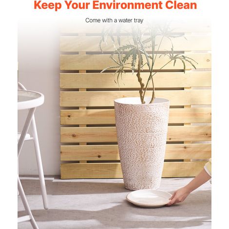 Pot de Fleurs, Lot de 2, Grande Jardinière Plantes Conique 530 mm, Finition en Pierre, Design Élégant, Système de Drainage Efficace… (1/5)