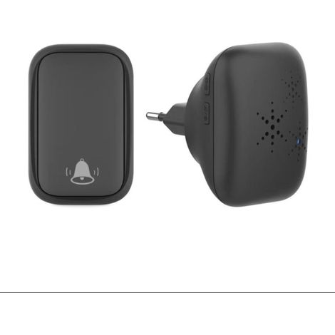 Noir-Sonnette Sans Fil, Sonnette Auto Alimentée Sans Batterie Requise Carillon de Porte Sans Fil, Bouton Poussoir étanche à 150m de Portée avec 38 Ca