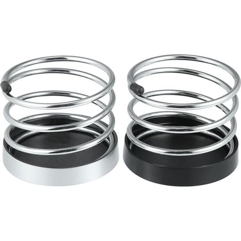 Portavasos para salpicadero de coche (2 unidades), color negro y plateado, universal para coche, camión, barco, etc. (1/5)