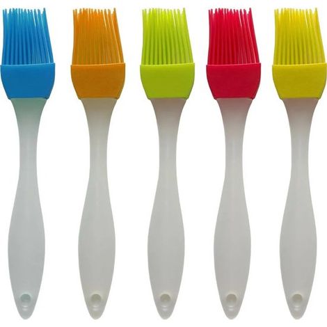 Set aus 3 Silikon-Küchenpinseln: Backpinsel, Gebäckpinsel, Kochpinsel und Grillpinsel. (1/4)