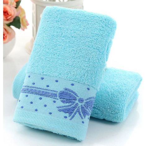Serviette de bain - Coton - Bleu - 100% coton - Absorption élevée - Design jacquard (1/5)