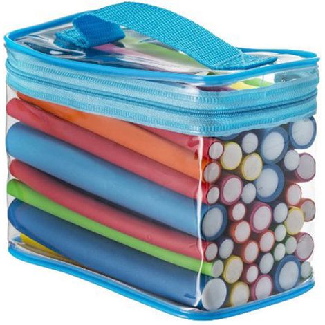Bigoudis souples en mousse, rouleaux à cheveux sans chaleur, portables et doux, avec sac bleu, pour salon de coiffure (1/5)