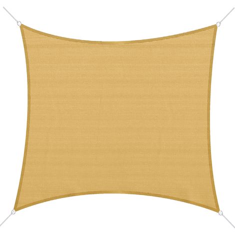 Vela quadrata 3x3 m per giardino, terrazzo e patio, realizzata in HDPE resistente ai raggi UV e traspirante, colore beige.