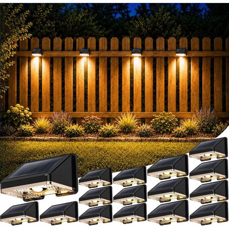 Outdoor Solar Wall Light 16 Units Warm White Solar Wall Lamp Waterproof with Nice Mood Lighting for Fence, Wall and Garden (1/5)