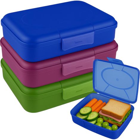 Lot de 3 boîtes à sandwich pour enfants et adultes – Parfait pour l'école, le bureau, le travail ou la maternelle – Passe au lave-vaisselle (1/5)