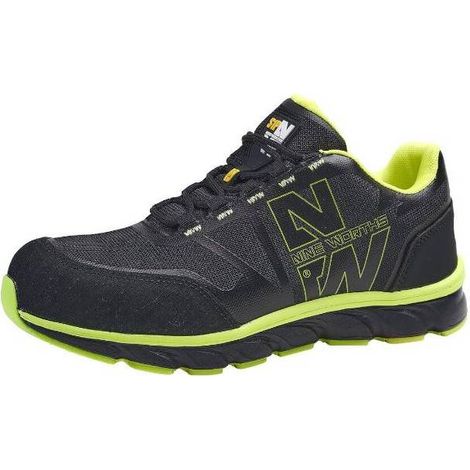 Chaussures de Sécurité Basses Justin - Taille 48 - Noir/Jaune Fluo - Résistant et Confortable - D-Work
