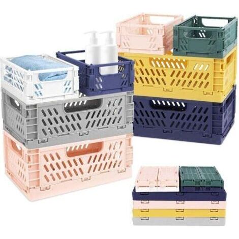 8PCS Caisses Plastique Pliable, 4 Grand Paniers Pliable et 4 Petit Cagettes Plastique, Cagette Plastique Pliable Rangement avec Poignée pour Cuisine, Chambre à Coucher, Bureau (1/4)